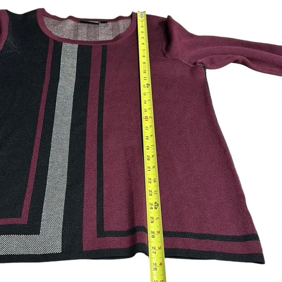 Vintage Two pieces sweater skirt set by Nina  Leonard. Burgundy, block core, - Picture 13 of 15